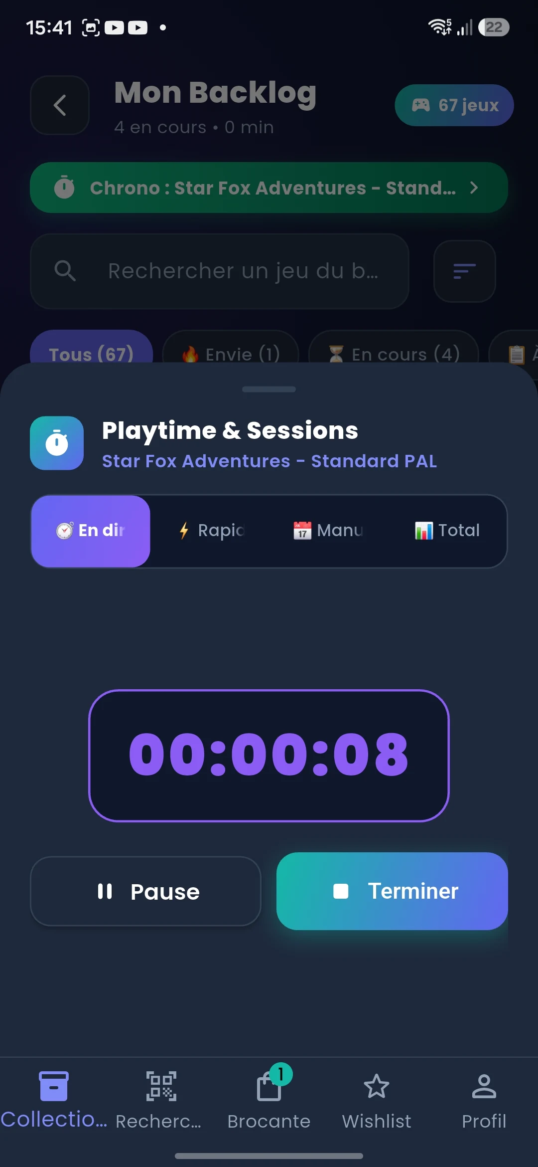 Playtime et Chrono Gamofile Pocket
